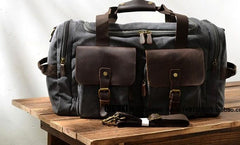 Mens Waxed Canvas Leather Weekender Bag Canvas Travel Bags for Men