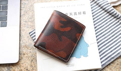 Cool Leather Mens Camouflage Small Wallet Front Pocket Wallet Slim Wallet for Men