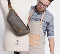 Gray Cool Canvas Mens Sling Bag Chest Bag One Shoulder Packs for men