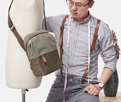 Mens Canvas Gray Cool Messenger Bag Side Bag Canvas Shoulder Bag for Men
