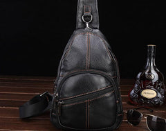 Cool Leather Mens Sling Bag Sling Shoulder Bags Sling Backpack Chest Bag for men