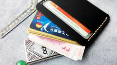 Black Leather Mens Slim Front Pocket Wallets Leather Cards Wallet for Men