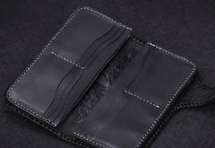 Handmade Leather Carp Mens Tooled Long Chain Biker Wallet Cool Leather Wallet With Chain Wallets for Men