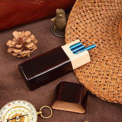 Handmade Leather Mens 11pcs Cigarette Cases Brown Leather Cigarette Box for Men