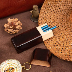 Handmade Black Leather Mens 11pcs Cigarette Cases Leather Cigarette Box for Men