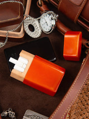 Handmade Leather Mens 11pcs Cigarette Cases Brown Leather Cigarette Box for Men