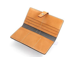 Cool Handmade Mens Leather Bifold Long Wallet Envelope Long Bifold Wallet for Men