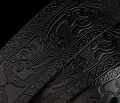 Handmade Black Cool Leather Mens Belt Cool Leather Men Belt for Men