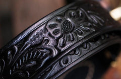 Handmade Leather Cool Tooled Black Mens Belt Cool Leather Men Belt for Men