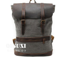 Cool Canvas Leather Mens School Backpack Laptop Backpack Canvas Travel Backpack Canvas for Men