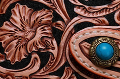 Handmade Leather Tooled Floral Mens Clutch Wallet Cool Wallet Long Wallets for Men Women