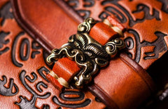 Handmade Leather Mens Tibetan Chain Biker Wallet Cool Leather Wallets Long Clutch Wallets for Men