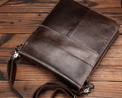 Cool Coffee Small Square Leather Mens Side Bag Messenger Bag Shoulder Bag for Men