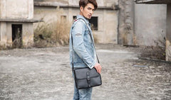 Cool Leather Mens Small Messenger Bags Shoulder Bags for Men