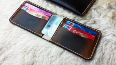 Vintage Leather Mens Slim Coffee Small Wallet Leather Bifold Wallets for Men