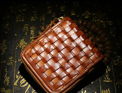 Handmade Leather Braided Mens billfold Wallet Cool Leather Wallet Slim Wallet for Men