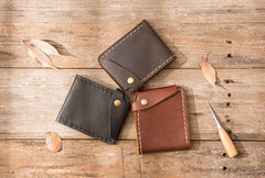 Handmade Leather Mens Small Wallets Bifold Slim Front Pocket Wallet for Men