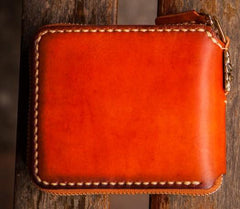 Handmade Leather Tibetan Tooled Mens billfold Wallet Cool Small Chain Wallet Biker Wallet for Men