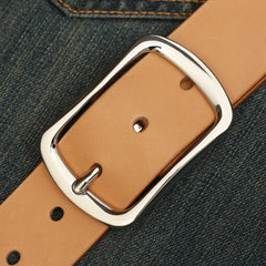 Handmade Mens Black Leather Buckle Silver Belt Minimalist Leather Silver Belts for Men