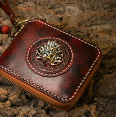 Handmade Leather Mens billfold Chain Biker Wallet Cool Leather Wallet Small Wallets for Men