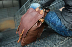 Dark Brown Leather Mens Backpack Travel Backpacks Laptop Backpack for men