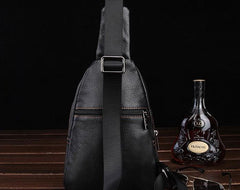 Cool Leather Mens Sling Bag Sling Shoulder Bags Sling Backpack Chest Bag for men