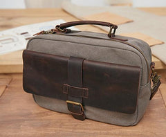 Mens Canvas Gray Cool Messenger Bag Side Bag Canvas Handbag for Men