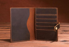 Vintage Leather Mens Passport Wallet Bifold Slim Long Wallet For Men