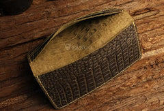 Handmade Leather Alligator Pattern Mens Cool Travel Long Wallet Card Holder Card Slim Clutch Wallets for Men