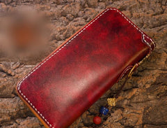 Handmade Leather Mens Chain Biker Wallet Cool Leather Wallet Long Phone Wallets for Men