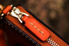 Handmade Leather Small Tibetan Tooled Mens billfold Wallet Chain Wallet Cool Biker Wallet for Men