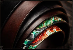 Handmade Leather Tooled Carp Mens Belt Cool Leather Men Belt for Men