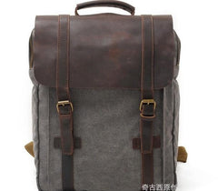 Cool Canvas Leather Mens Laptop Backpack Canvas Travel Backpack Canvas School Backpack for Men