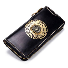 Handmade Leather Mens Chain Biker Wallet Cool Leather Wallet Long Phone Wallets for Men