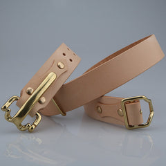 Red Brown Leather Mens Belts Colonel Littleton Brass Handmade Leather Belt for Men