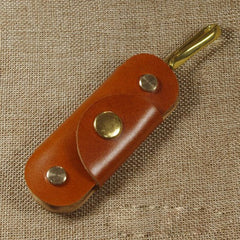 Beige Handmade Mens Leather Keyholders With Belt Hook Cool KeyChains Key Holders KeyRing for Men