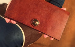 HandmadeLeather Mens Cool Long Leather Wallet Slim Travel Passport Wallet Clutch Wallet for Men