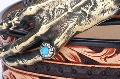 Handmade Genuine Custom Tooled Floral Cool Leather Mens Leather Men Belt for Men