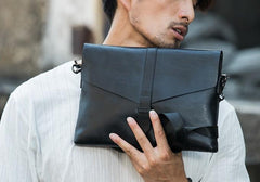 Small Leather Black Mens Cool Messenger Bags Side Bag Shoulder Bags  for Men