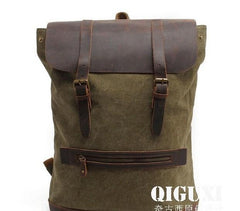 Cool Canvas Leather Mens School Backpack Laptop Backpack Canvas Travel Backpack Canvas for Men