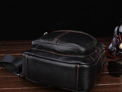 Cool Leather Mens Sling Bag Sling Shoulder Bags Sling Backpack Chest Bag for men