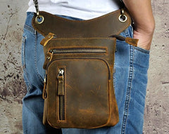 Cool Leather Mens Drop Leg Bag Belt Pouch Waist Bag Shoulder Bag for Men