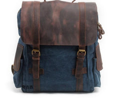 Mens Canvas Leather Backpack Canvas Hiking Backpack Canvas Travel Backpack for Men