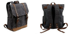 Waxed Canvas Leather Mens Backpacks Canvas Travel Backpack Canvas School Backpack for Men