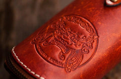 Handmade Leather Tooled Mens Cool Car Key Wallet Coin Wallet Pouch Car KeyChain for Men