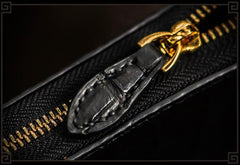 Handmade Leather Crocodile Skin Tooled Mens billfold Wallet Cool Chain Wallet Biker Wallet for Men
