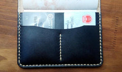 Mens Leather Slim Passport Wallets Leather Small Travel Wallet for Men