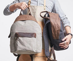 Cool Gray Canvas Travel Bag Mens Backpack Canvas Canvas School Bag for Men