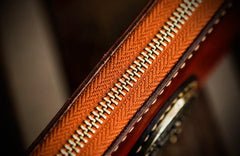 Handmade Leather Tibetan Mens Biker Chain Wallet Cool Long Chain Wallets for Men