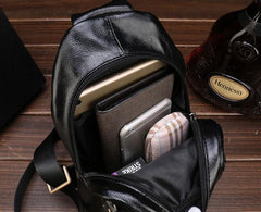 Cool Leather Mens Sling Bags Sling Shoulder Bags Sling Backpack Chest Bag for men